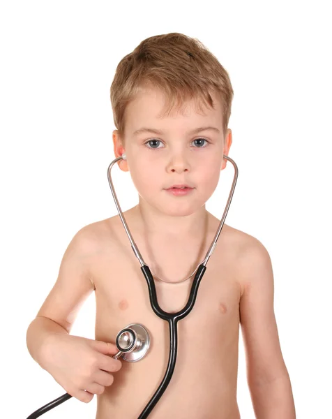 Barn med stetoskop — Stockfoto