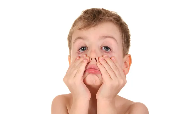 Criança fazendo rosto — Fotografia de Stock