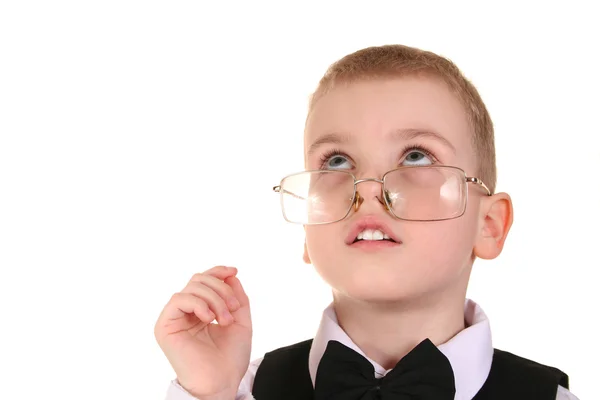 Clever boy watch up — Stock Photo, Image