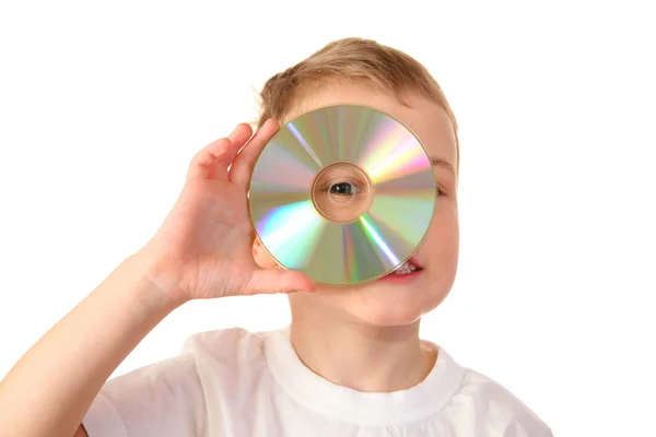 Παιδιού με cd — Φωτογραφία Αρχείου