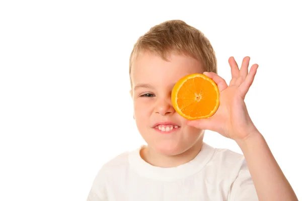 Дитина з помаранчевий — стокове фото
