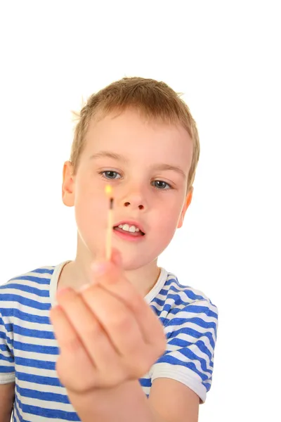 Boy with match — Stock Photo, Image