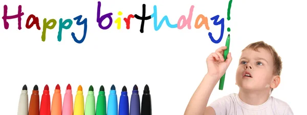 Niño escribir feliz cumpleaños 2 — Foto de Stock