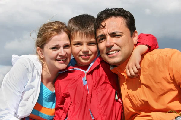 Família com menino. rostos — Fotografia de Stock