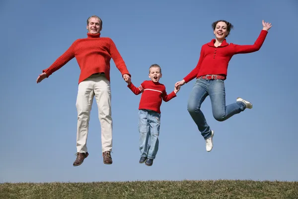 봄 가족 점프 — 스톡 사진
