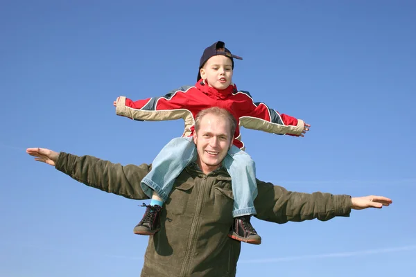 Fly father with son — Stock Photo, Image