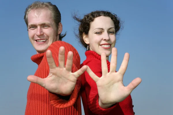Casal com dedos — Fotografia de Stock