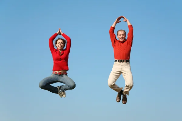 Yoga fly couple — стоковое фото