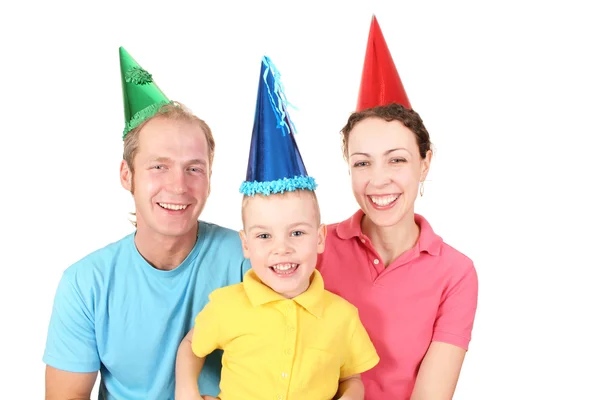 Grattis på födelsedagen färg shirt familj med pojke 2 — Stockfoto