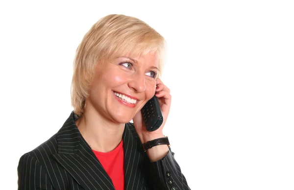 Blond kobieta z telefonu — Zdjęcie stockowe