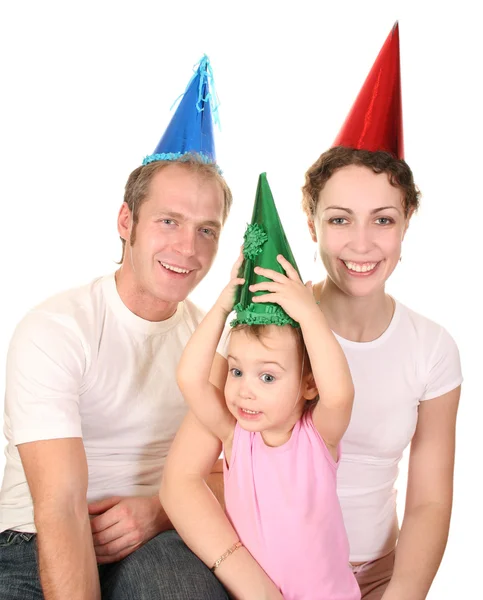 С днем рождения цвета рубашки семьи с ребенком — стоковое фото