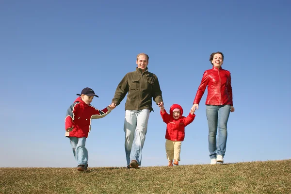 Running family of four — Stock Photo, Image