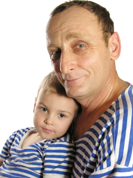 Grandfather with grandson in mood — Stock Photo, Image