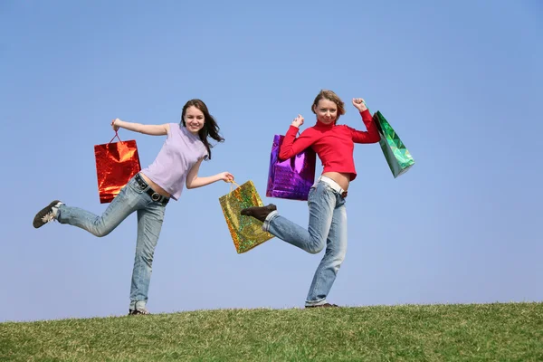 Girls with bags — Stock Photo, Image