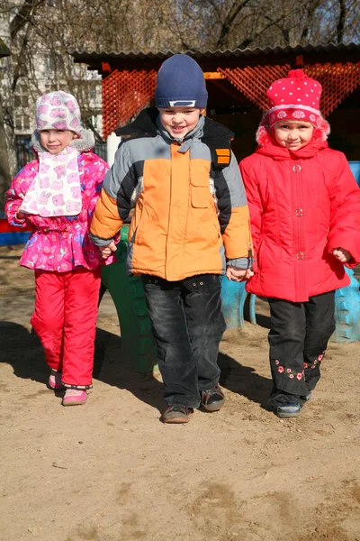 Boy with girls in kindergarten — Stock Photo, Image