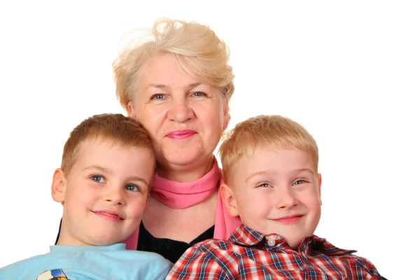 Grandmother with hooligans grandchildren — Stock Photo, Image