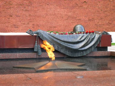 Grave of Unknown soldier of Second World War. Kremlin wall. Moscow. clipart