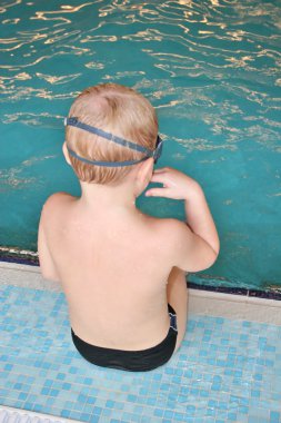 Boy in pool clipart