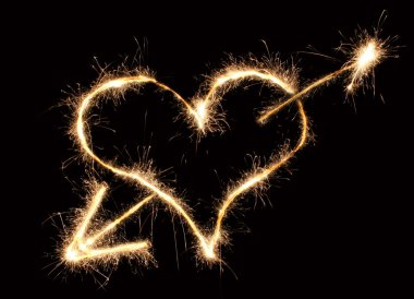 Heart and arrow sparkler clipart