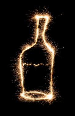 Wine bottle sparkler clipart