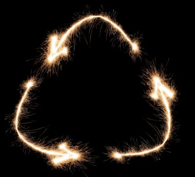 Recycling symbol sparkler clipart