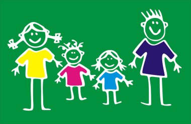 Happy Family on green background clipart