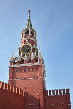 Kremlin tower with clock moscow clipart