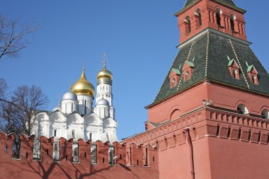 Bell tower of Ivan the Great and Kremlin wall clipart