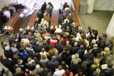 Escalator crowd clipart