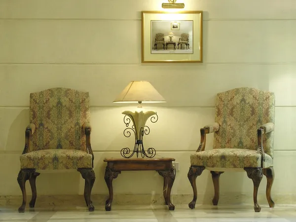 Chairs. hotel. lamp — Stock Photo, Image