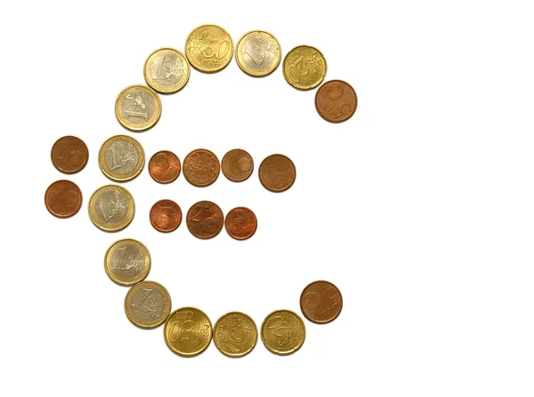 Eurosymbool van munten — Stockfoto