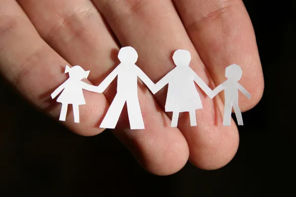 Paper family on hand — Stock Photo, Image