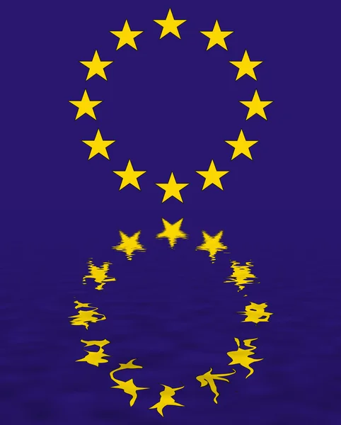 Отражение флага евро — стоковое фото