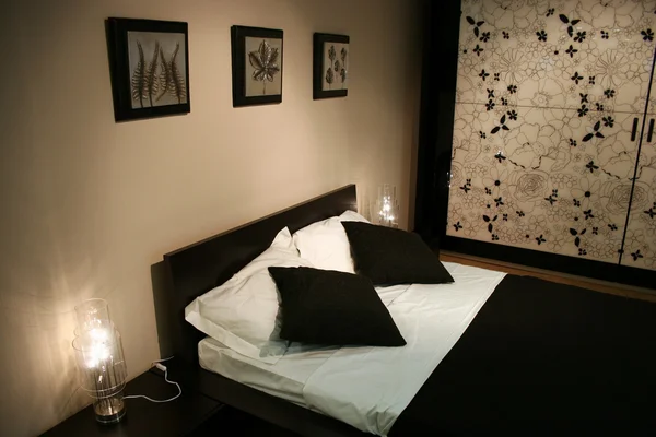 Chambre à coucher blackwhite — Photo