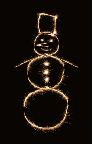 Sparkler snowman — Stock Photo, Image