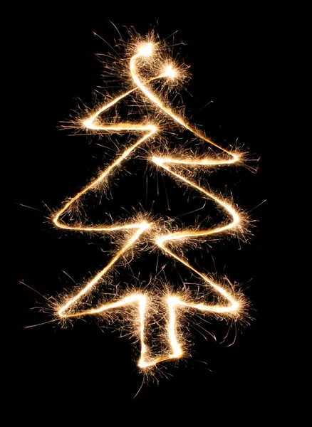 Sparkler christmas tree — Stock Photo, Image