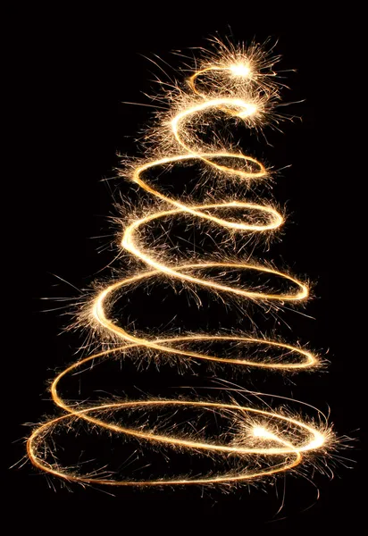Sparkler christmas tree spiral — Stock Photo, Image