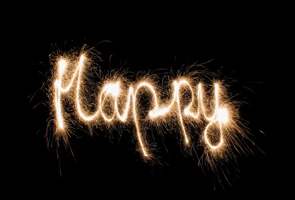 Happy sparkler (puoi vedere altre parole nel mio portfolio ) — Foto Stock
