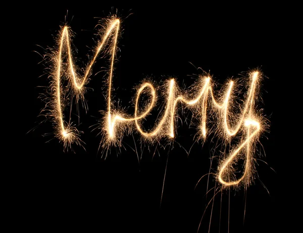 Merry sparkler word — Stock Photo, Image