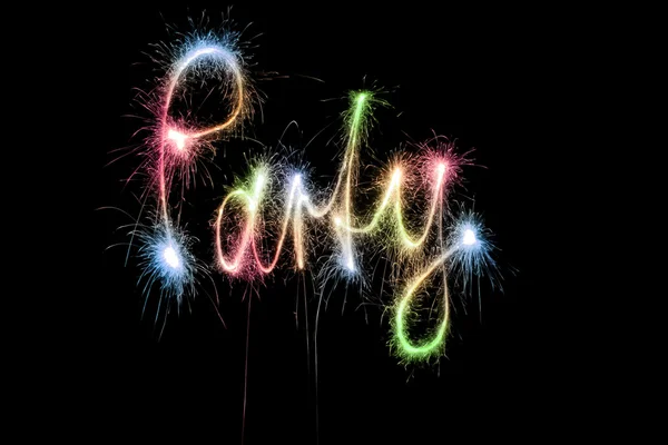 Color party word sparkler — Stock Photo, Image