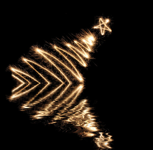 Hot sparkler tree on water