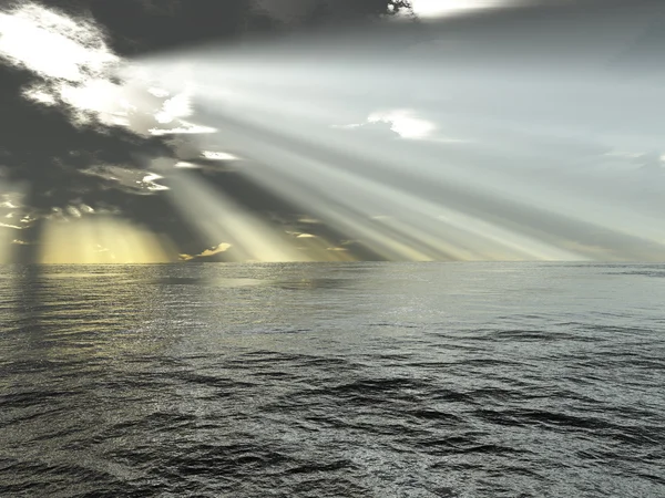 Promienie światła i ocean — Zdjęcie stockowe