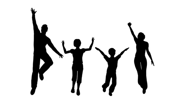 Jump family of four — Stock Photo, Image