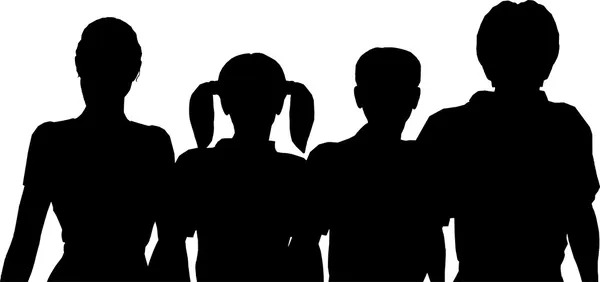 Familie van vier silhouet — Stockfoto