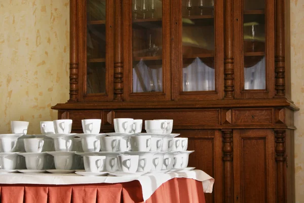 Many cups in hotel — Stock Photo, Image