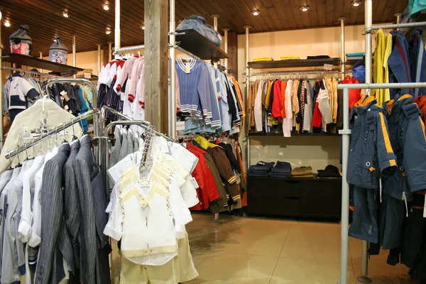 Child clothes in shop — Stock Photo, Image