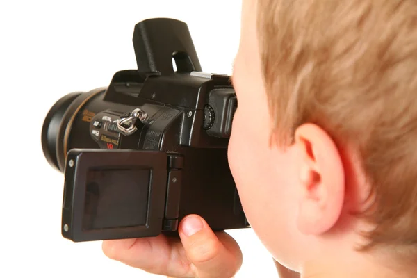 Chlapec s fotoaparátem — Stock fotografie