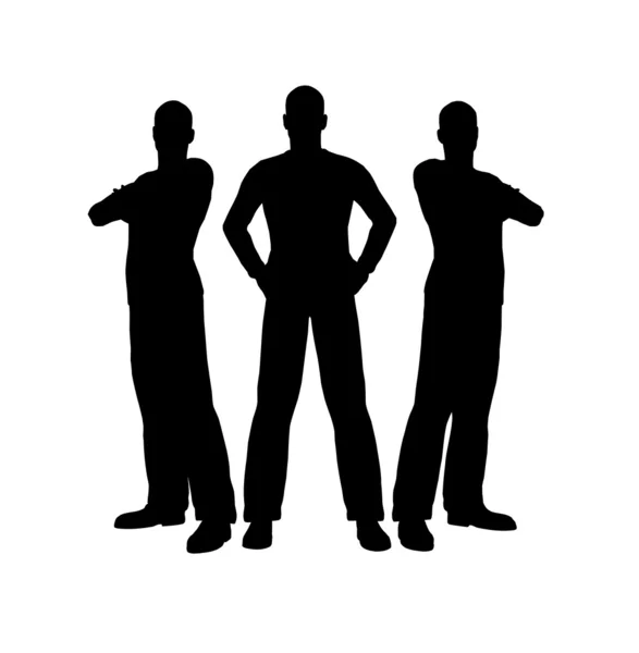 Tre uomini silhouette — Foto Stock