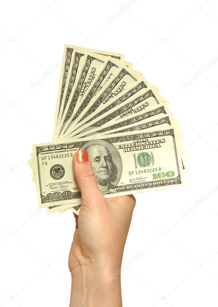 Girl's hand with dollars