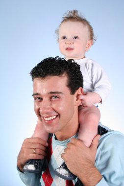 Baby on fathers shoulders clipart